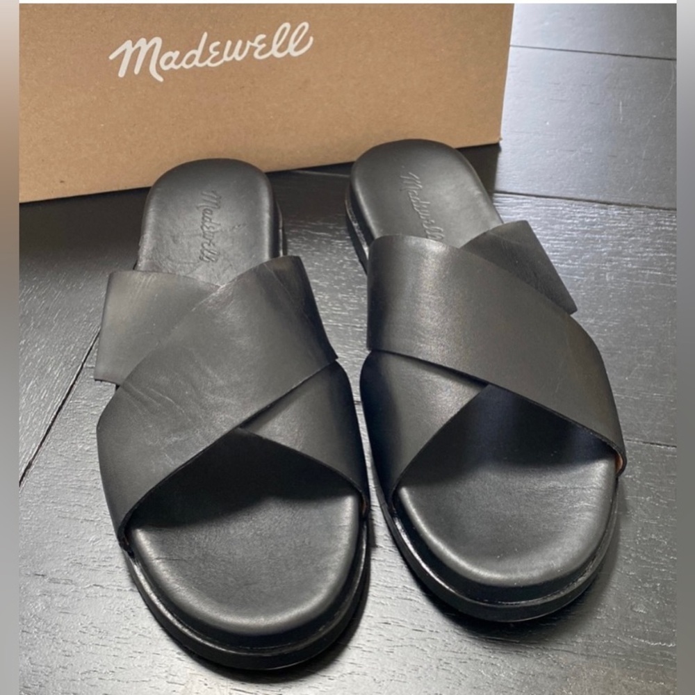 Madewell Percy Crisscross Slide. True Black. Size 9